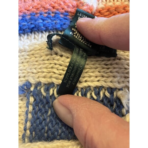 Lauren Ralph Lauren Knit Cardigan Sweater Shawl Wool Western Aztec Size S/M - Picture 9 of 10